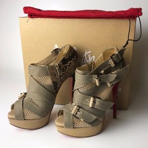 Louboutin Mad Marta 150 Taupe Python Pumps Eu 36.5